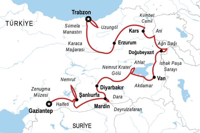 Gaziantep’ten Trabzon’a 13 Günlük Doğu-Güneydoğu Özel Turu